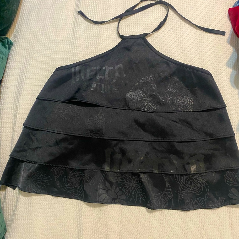 Mecca Femme Black Tie Halter Top Backless